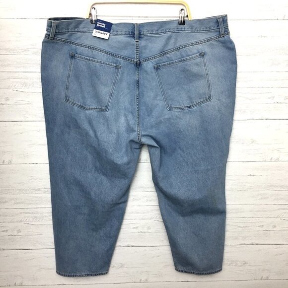 NEW Old Navy Women's Jeans Slouchy Straight Leg Crop Distressed Light Wash 26 - Picture 2 of 11